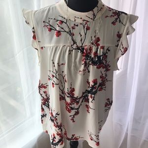 Ruffled Cap Sleeve Blouse by Sweet Rain